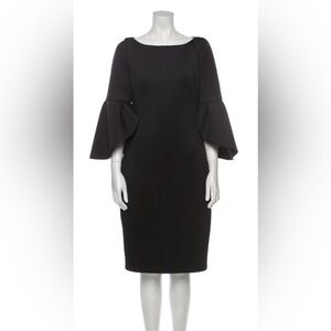 Badgley Mischka Bateau Neckline Three-Quarter Sleeve Black Dress Sz 8